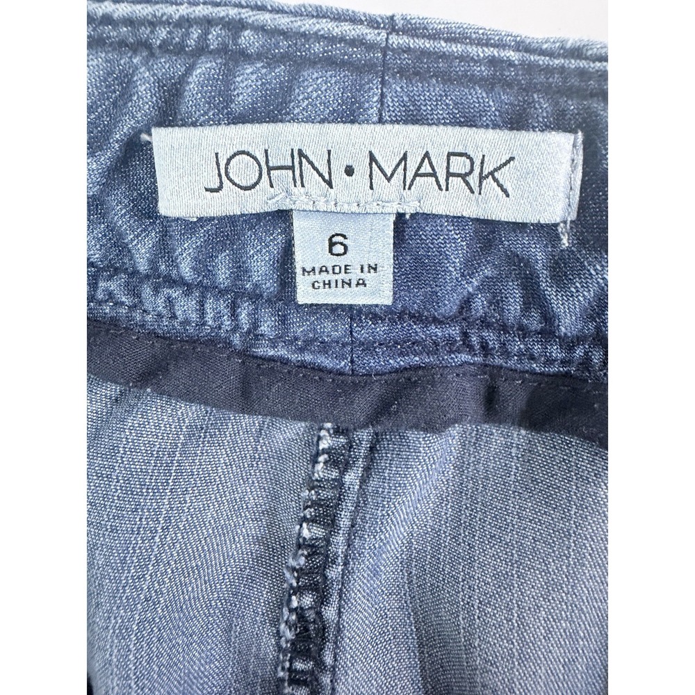 John Mark Wide Leg Pants Womens 6 (31x28) Blue Chambray Lightweight Coastal - Picture 3 of 10